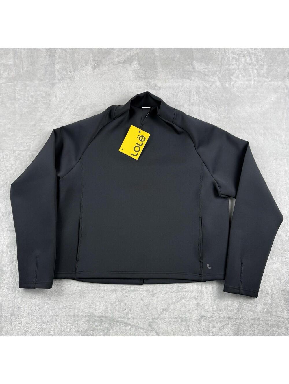 Lole Spacer Funnel Neck Top Women Size XL Black Beauty Athletic Travel Layer NWT